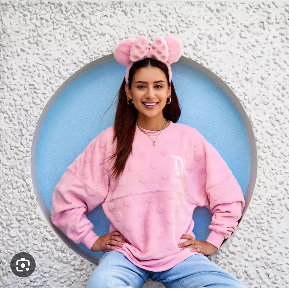 Disney Spirit Jersey Piglet Pink Velour Fuzzy Polka Dots XL Barbiecore Gorpcore